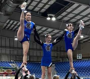 Hillsboro Spartan cheerleaders perform their pyramid at the OE Classic.