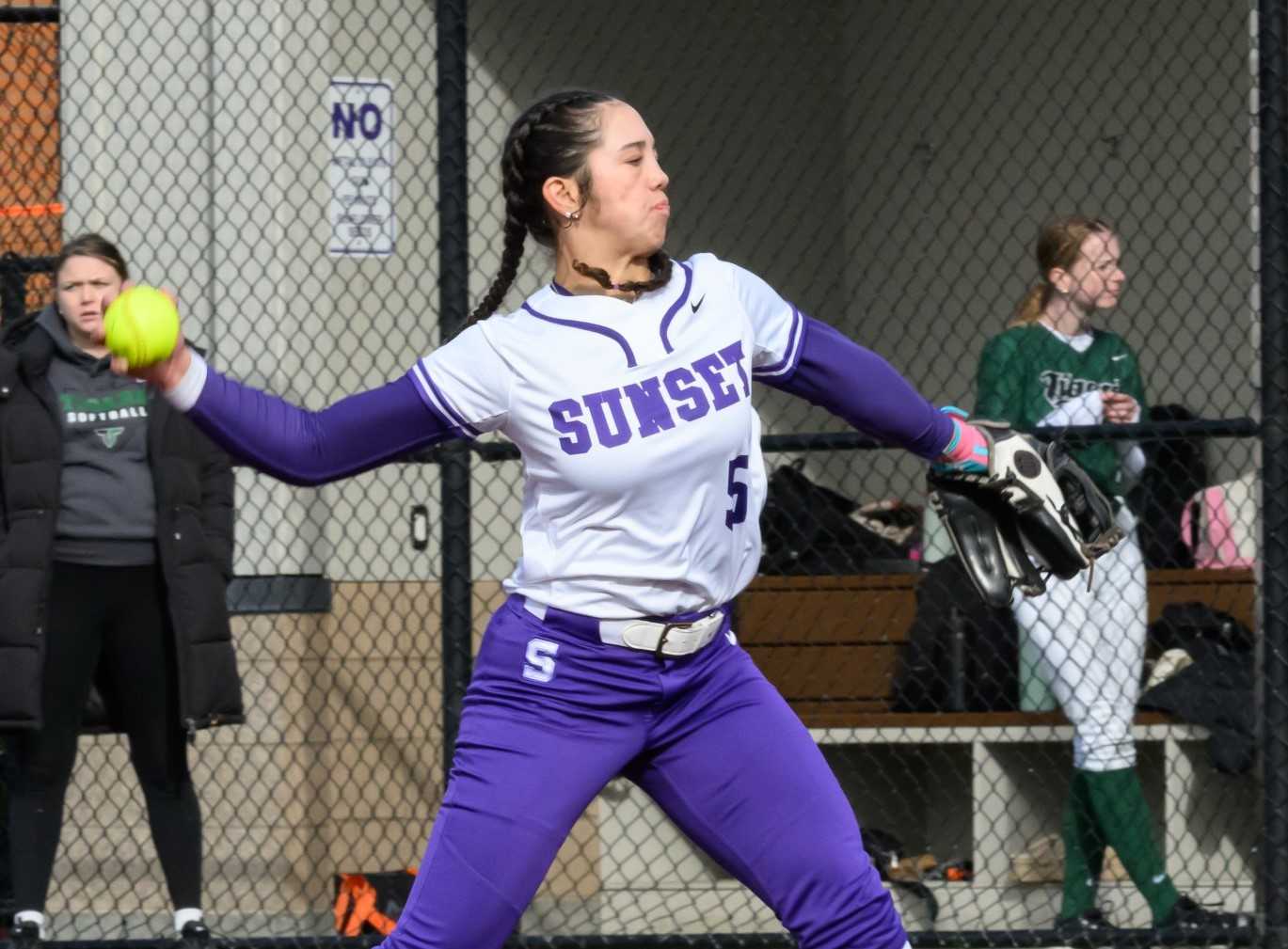 Senior Keana Cooper is batting .412 and has scored 26 runs for Metro League-leading Sunset. (Ric Getter/Valley Times)