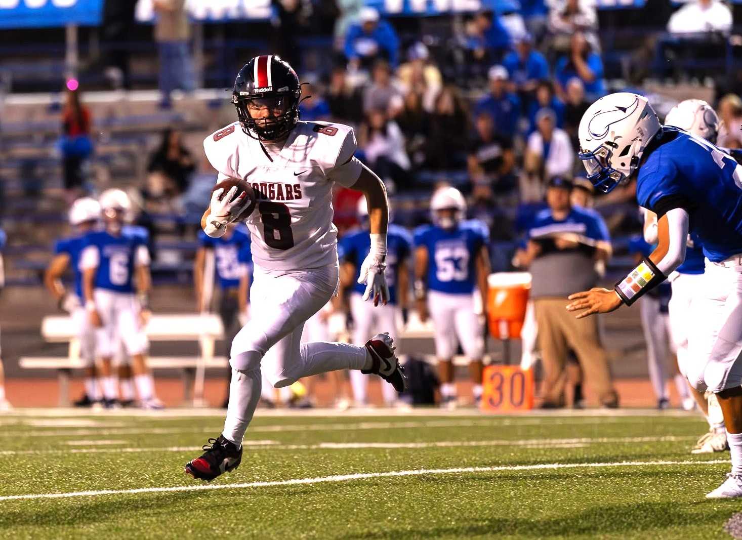 Mountain View junior Ryder Carpenter has rushed for seven touchdowns in the first three games. (Photo by Eric Brand)