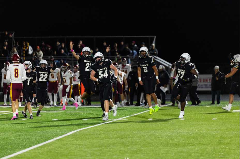 Nelson celebrates a big play made against Central Catholic in the 26-6 Hawks win. (Courtesy photo: Ben Teese/Portland Preps)