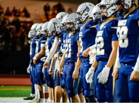 Banks football lines up to take on Kennedy in the 3A quarterfinals. (Photo by Troy Tsuma/Forest Grove News-Times)