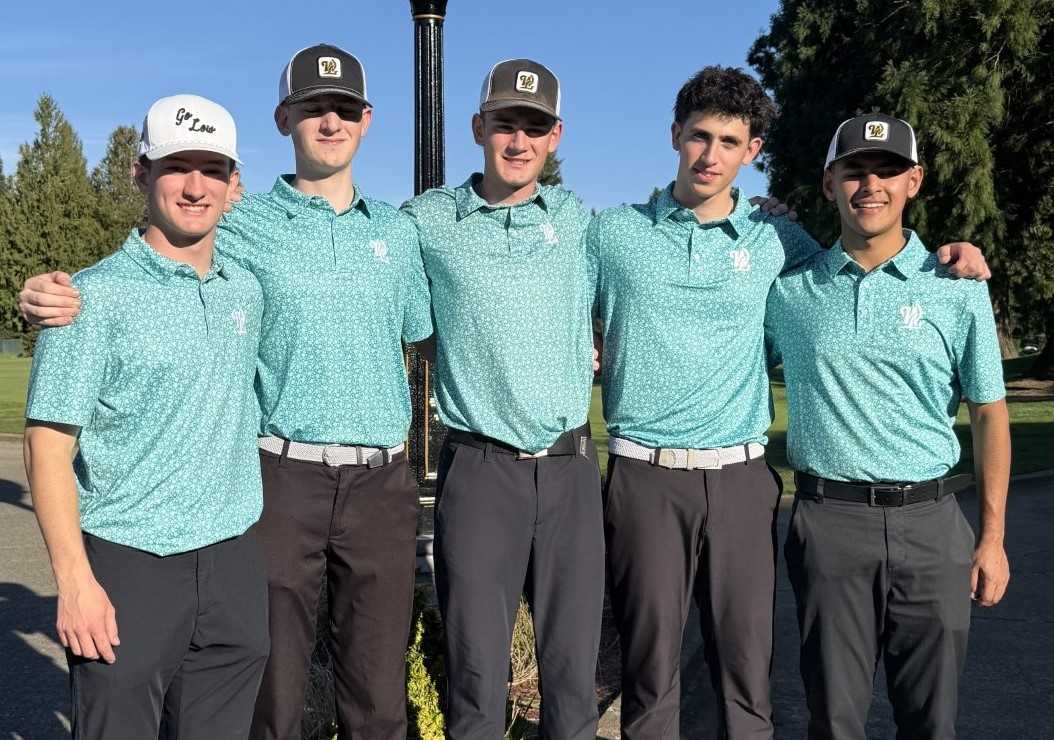 West Linn's boys lineup on Monday, from left: Cade Lee, Grady Kane, Cade McVicker, Coby McGlashan and Luke Sidhu.