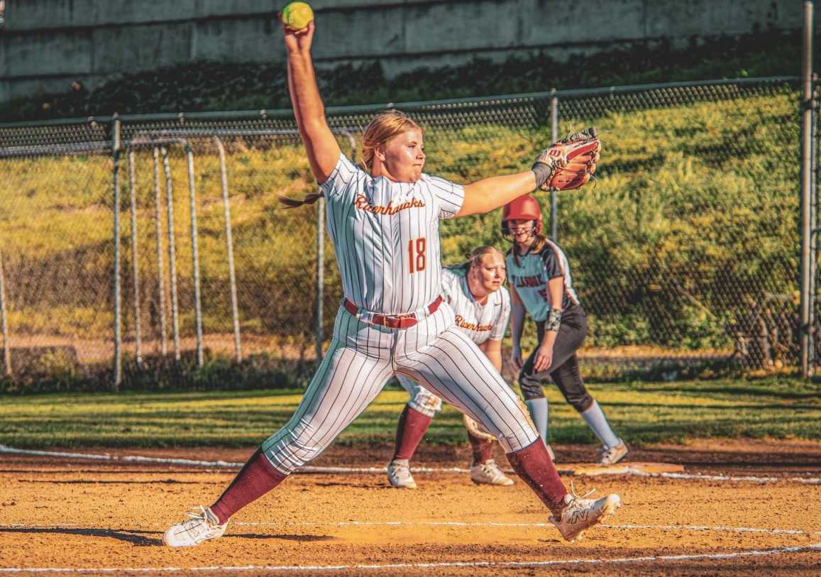 The Dalles junior first baseman/pitcher Ainslee Eisland is hitting .654 with four home runs and 23 RBIs.(Photo by Luis Alvarado)