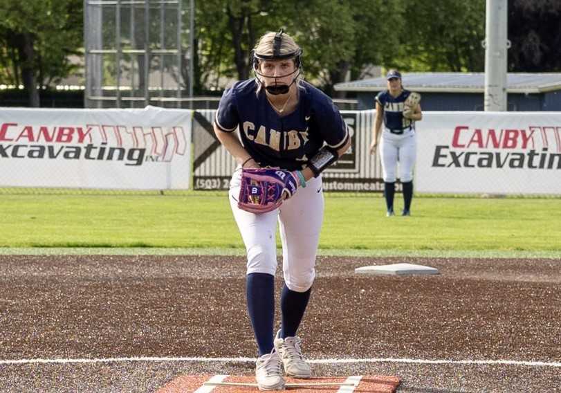 Canby senior Alli Hayzlett is back in the circle after missing much of the season with a finger injury. (Photo by Gina Hayzlett)