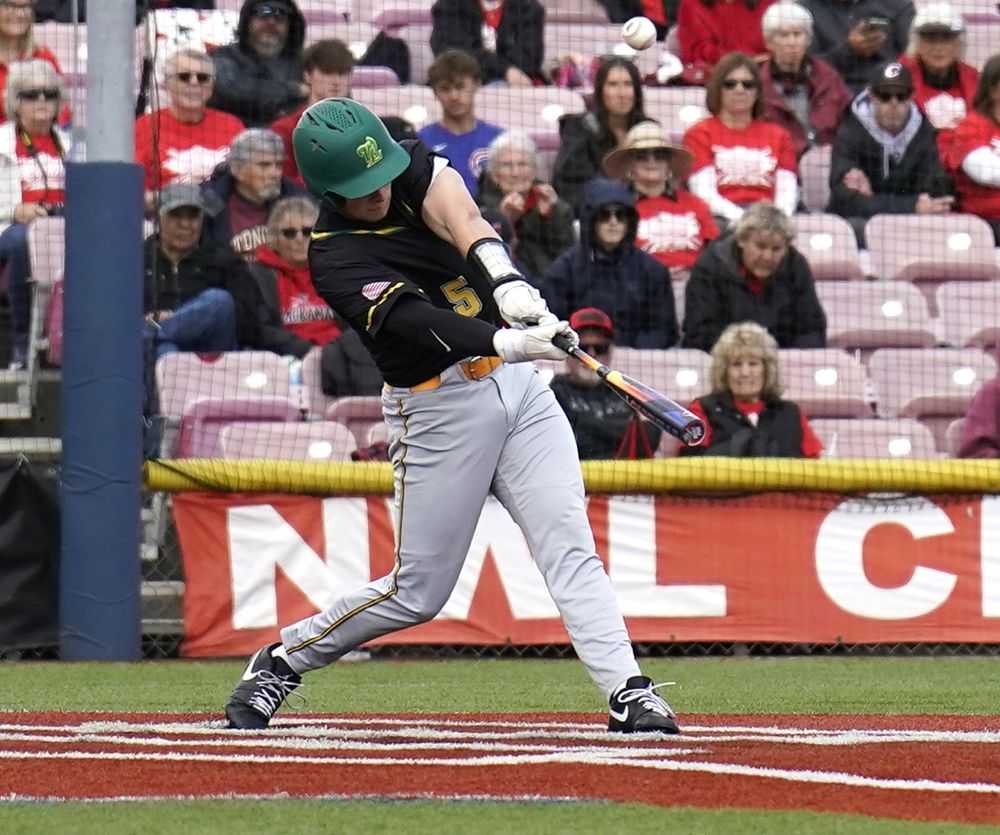 Tyler Holmes unloads in the second inning to put West Linn on top in the 6A title tilt (JR Olson)